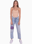 Body de tiras con espalda descubierta color camel, café para mujer - Flashy