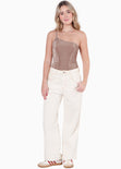 Body de un solo hombro color café para mujer - Flashy
