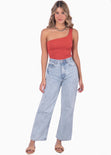 Body de un solo hombro color terracota para mujer - Flashy