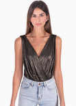 Body drapeado con escote cruzado para mujer - Flashy