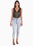 Body drapeado con escote cruzado para mujer - Flashy