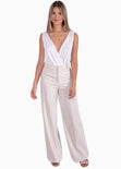Body drapeado con escote cruzado color blanco para mujer - Flashy