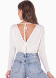 Body drapeado manga larga color blanco, marfil para mujer - Flashy