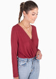 Body drapeado manga larga para mujer - Flashy