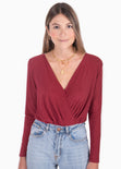Body drapeado manga larga para mujer - Flashy