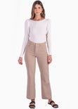 Body manga larga con espalda descubierta y cuello redondo color marfil, blanco para mujer - Flashy