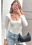 Body manga larga color blanco, marfil para mujer - Flashy