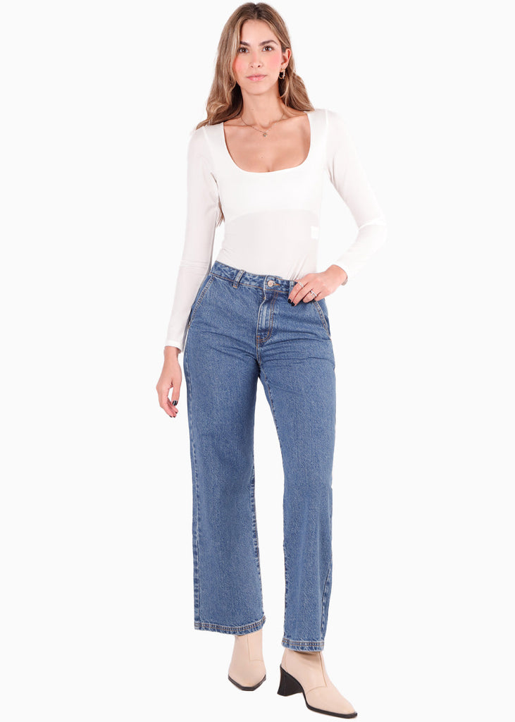 Body manga larga color blanco, marfil para mujer - Flashy