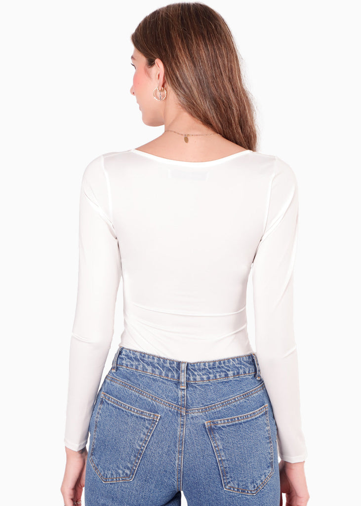 Body manga larga color blanco, marfil para mujer - Flashy