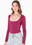 Body manga larga color vino para mujer - Flashy