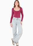 Body manga larga color vino para mujer - Flashy
