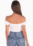 Body off shoulder manga corta color blanco, marfil para mujer - Flashy