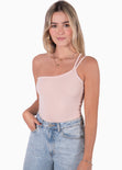 Body sin mangas con cruce en escote color rosado para mujer - Flashy