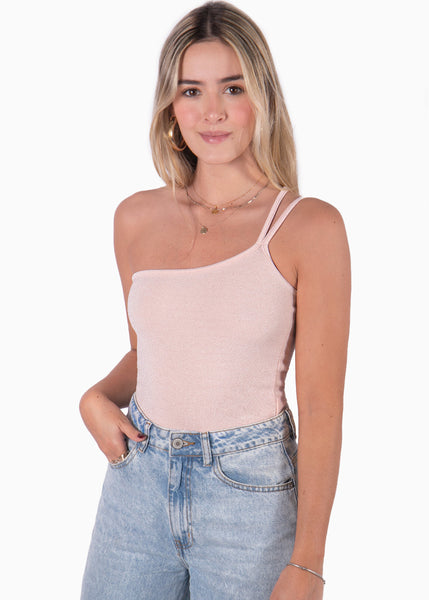 Body sin mangas con cruce en escote color rosado para mujer - Flashy