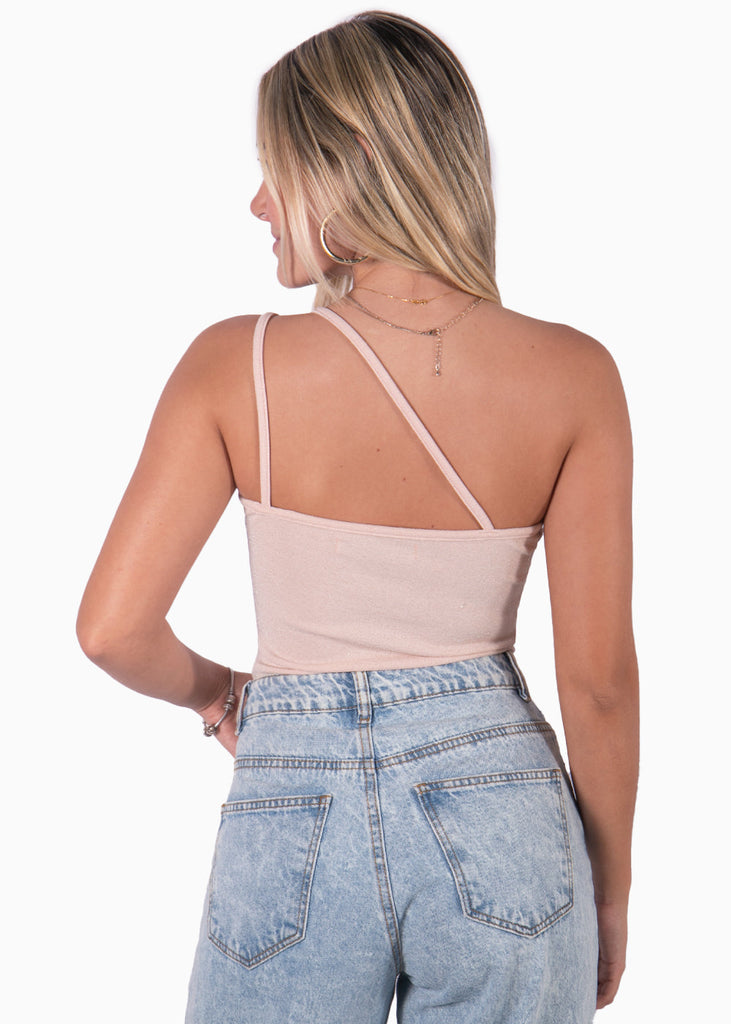 Body sin mangas con cruce en escote color rosado para mujer - Flashy
