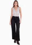 Body sin mangas drapeado con escote cruzado color plateado para mujer - Flashy