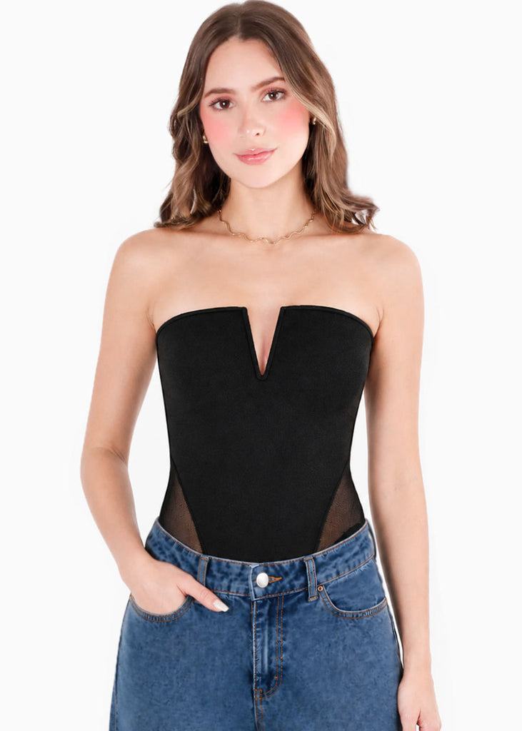 Body strapless con corte V en escote - ORANTE