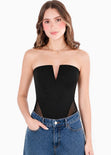 Body strapless con corte V en escote - ORANTE