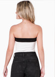Body strapless con franja en contraste en escote color blanco, marfil para mujer - Flashy