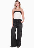 Body strapless con franja en contraste en escote color blanco, marfil para mujer - Flashy
