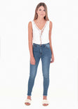 Body manga sisa con encaje en frente para mujer flashy