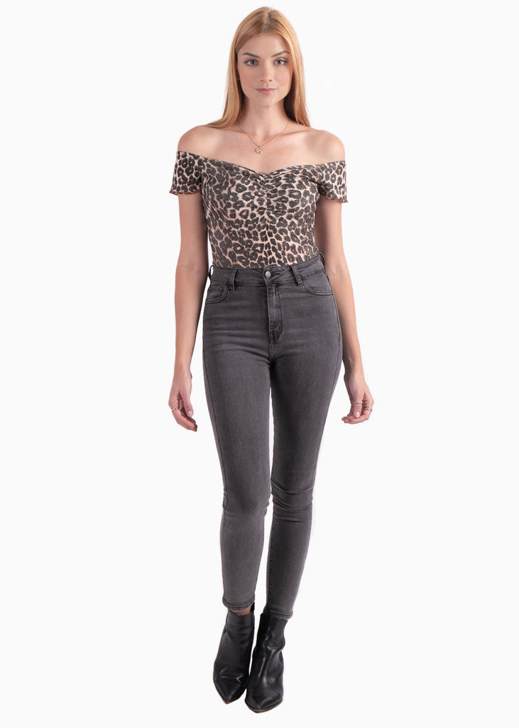 Body off shoulder con estampado de animal print para mujer - Flashy