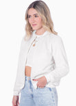 Bomber jacket color marfil, blanco para mujer - Flashy