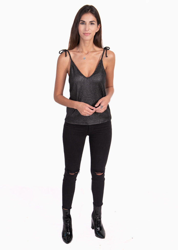Blusa de tiras con anudado y cuello en v para mujer - Flashy