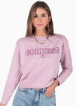 Buzo con bordado "Goddess" color morado, lila para mujer - Flashy