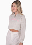 Buzo con cierre y estampado "Los Angeles" color gris para mujer - Flashy