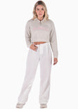 Buzo con cierre y estampado "Los Angeles" color gris para mujer - Flashy