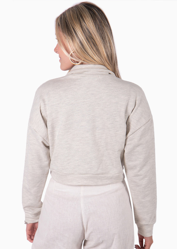 Buzo con cierre y estampado "Los Angeles" color gris para mujer - Flashy