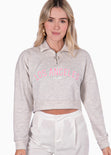 Buzo con cierre y estampado "Los Angeles" color gris para mujer - Flashy
