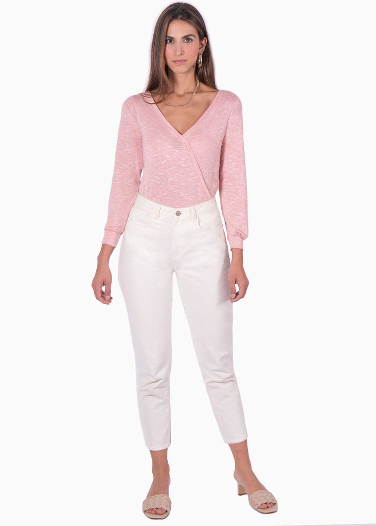 Buzo con escote cruzado y espalda descubierta color rosado para mujer - Flashy