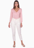 Buzo con escote cruzado y espalda descubierta color rosado para mujer - Flashy