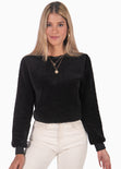 Buzo con pelo sintético manga larga color negro para mujer - Flashy
