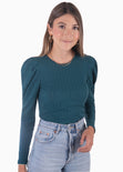 Buzo con recogido en mangas y hombreras color verde para mujer - Flashy