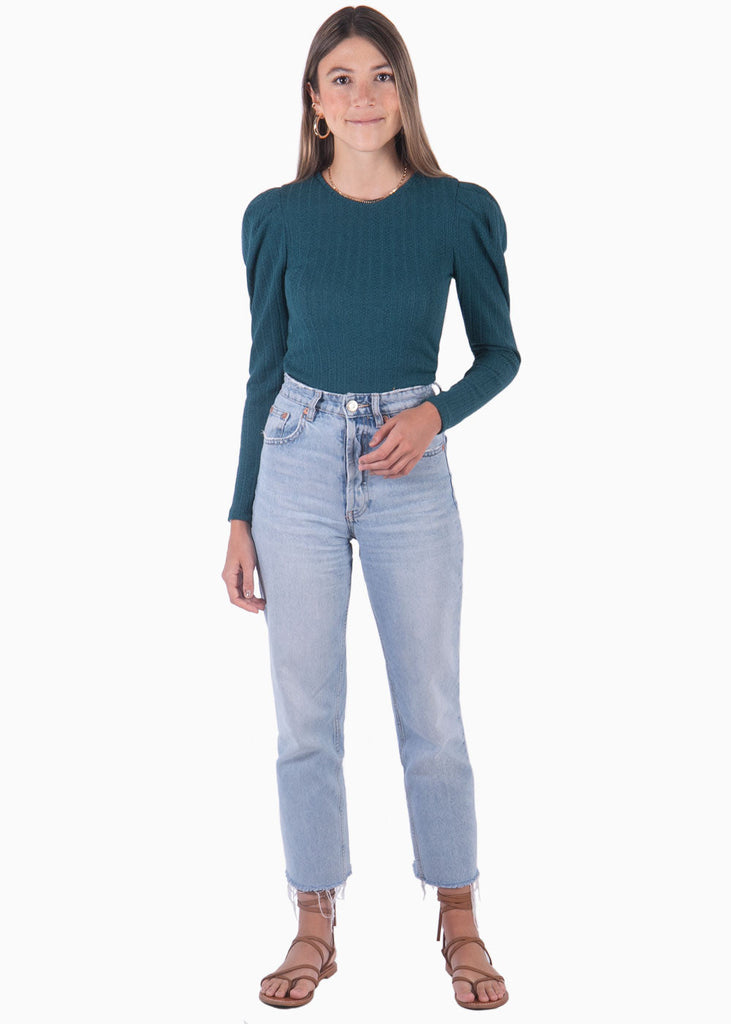 Buzo con recogido en mangas y hombreras color verde para mujer - Flashy