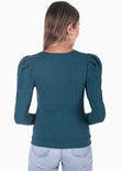 Buzo con recogido en mangas y hombreras color verde para mujer - Flashy