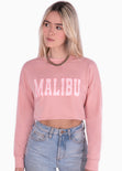 Buzo corto con estampado "Malibu" color rosado para mujer - Flashy