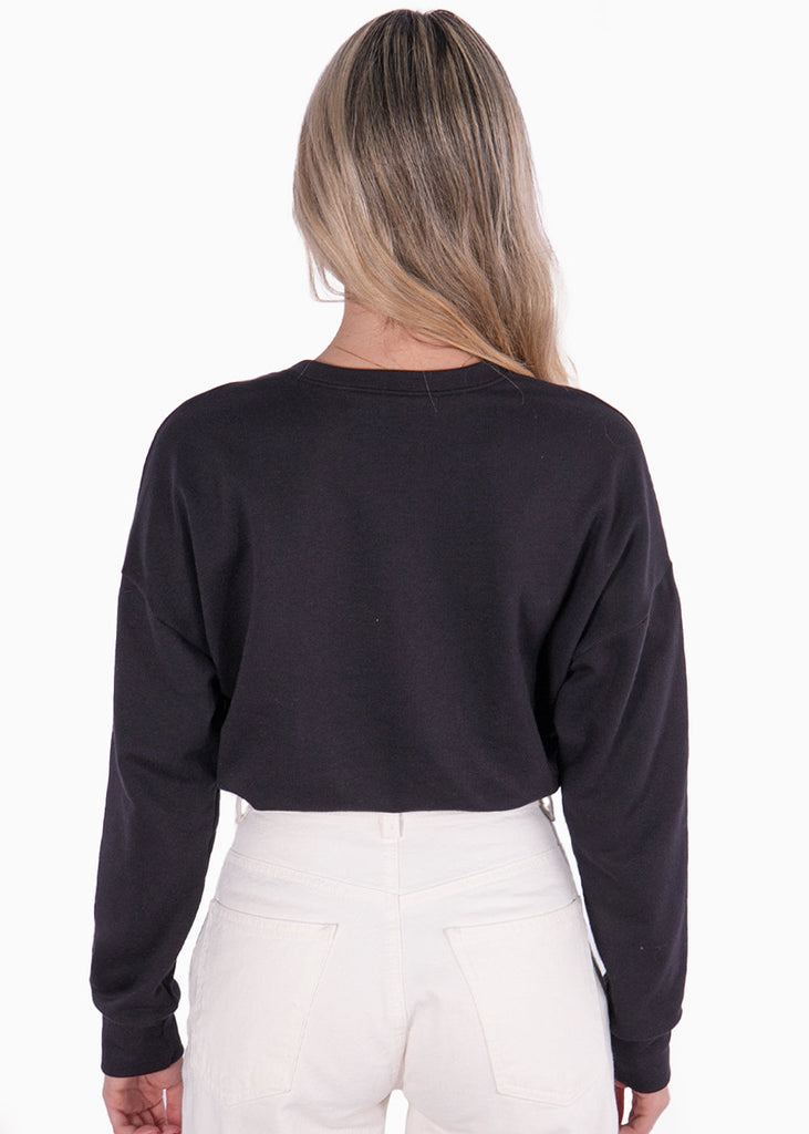 Buzo corto con estampado "soy mi fan" color negro para mujer - Flashy