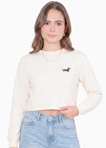 Buzo corto tipo sudadera con bordado perro salchicha - MONTANA