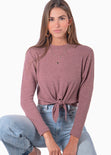 Buzo manga larga con anudado en frente color morado para mujer - Flashy