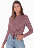 Buzo manga larga con anudado en frente color morado para mujer - Flashy