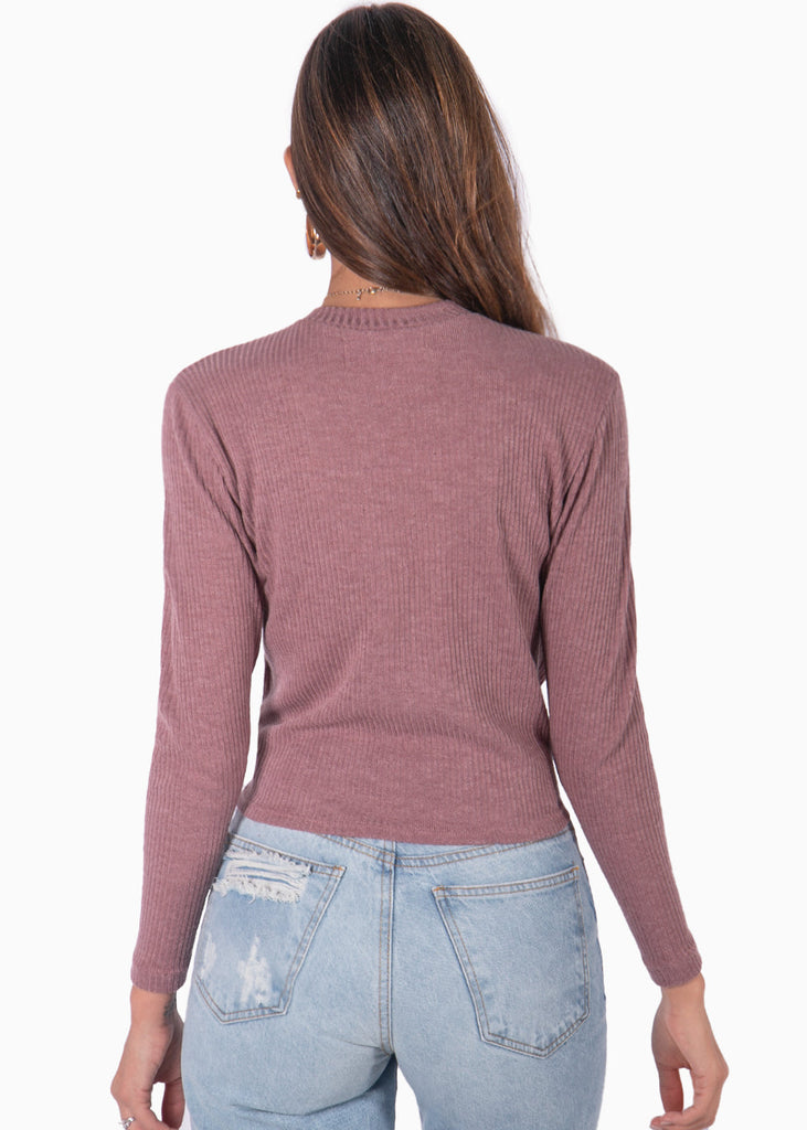 Buzo manga larga con anudado en frente color morado para mujer - Flashy