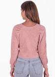Buzo manga larga con botones de perlas y mangas englobadas color rosado para mujer - Flashy