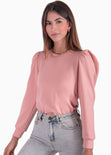 Buzo manga larga con hombreras color rosado para mujer - Flashy