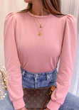 Buzo manga larga con hombreras color rosado para mujer - Flashy