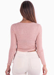 Buzo manga larga con recogido en laterales color rosado para mujer - Flashy