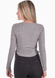 Buzo manga larga con recogido en laterales color gris para mujer - Flashy